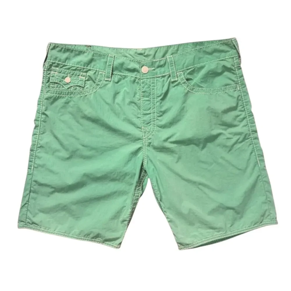 True Religion Cotton Blend Cargo Utility Streetwear Green Shorts | Size 40